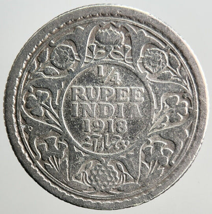 1918 1/4 Rupee India Silver Coin | Collectable Grade | a3208