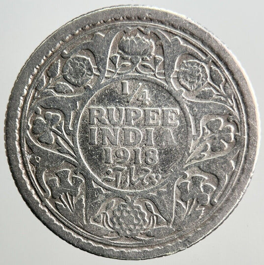 1918 1/4 Rupee India Silver Coin | Collectable Grade | a3208