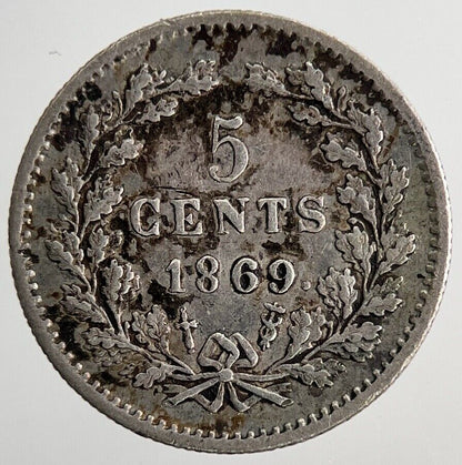 1869 Netherlands 5 Cents Silver Coin | Very High Grade | a6931