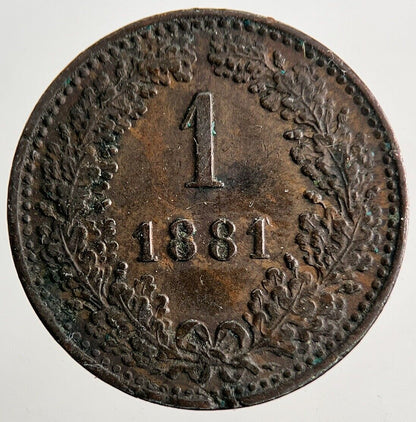 1881 Austria 1 One Kreuzer Coin | Very High Grade | a9521
