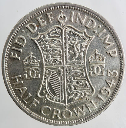 1943 George VI Half-Crown Silver Coin | Fine Collectable Grade | a9149