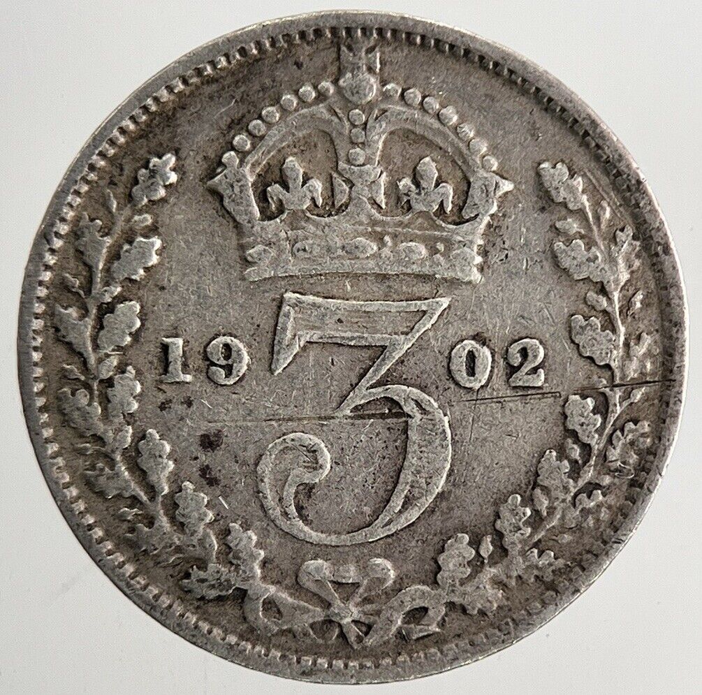 1902 Edward VII Threepence Silver Coin | Fine Collectable Grade | a9565
