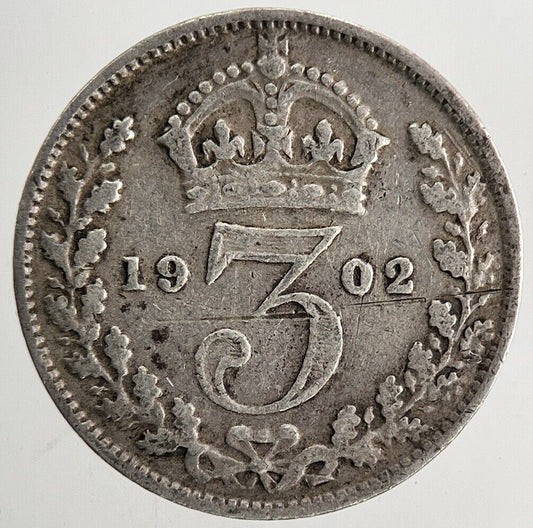 1902 Edward VII Threepence Silver Coin | Fine Collectable Grade | a9565