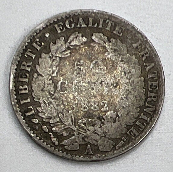 1882 - A 50 Centimes France Silver Coin | Fair Grade