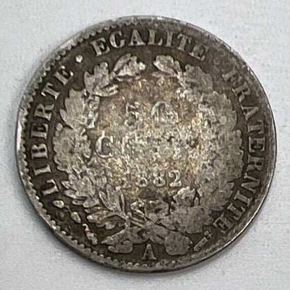 1882 - A 50 Centimes France Silver Coin | Fair Grade