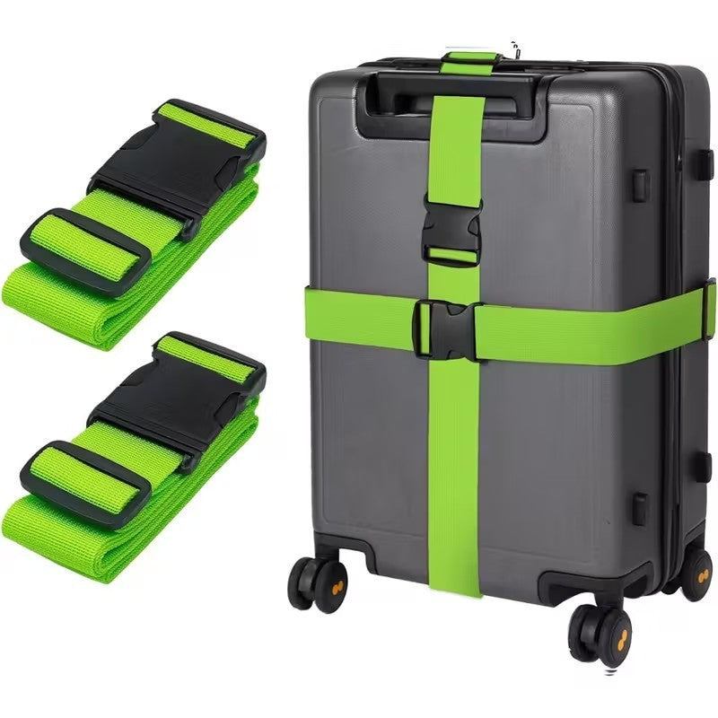 2 x Green Adjustable Strong Safety Travel Suitcase Luggage Baggage Straps Belt
