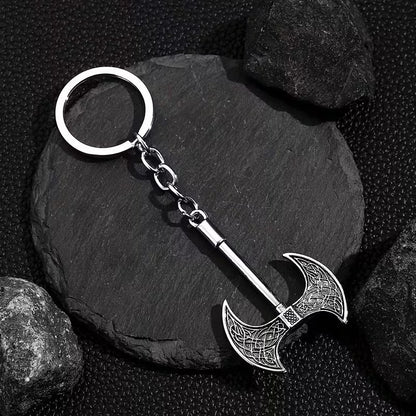 Metal Viking Double Headed Axe Shaped Keyring Premium Keychain Gift UK