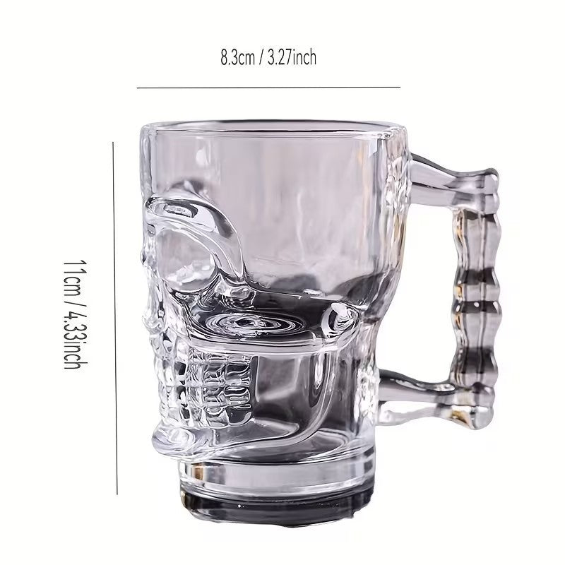 Smaller Kids Size Half Pint Skull Shaped 300ml Glass Drinking Beer Mug Gift UK