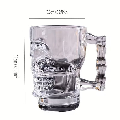 Smaller Kids Size Half Pint Skull Shaped 300ml Glass Drinking Beer Mug Gift UK