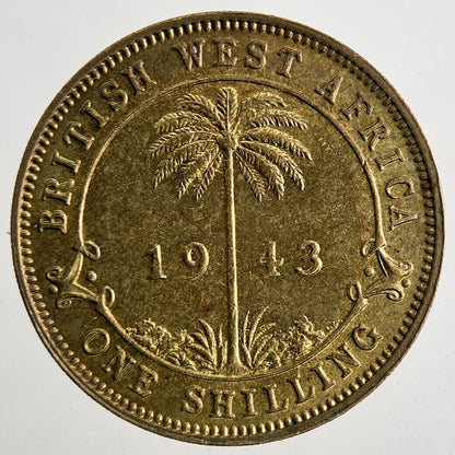 1943 British West Africa One Shilling Coin | Very Fine Grade | a9590