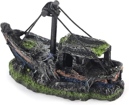 Aquarium Fish Tank Shipwreck Sculpture Figurine For Freshwater & Saltwater Tanks