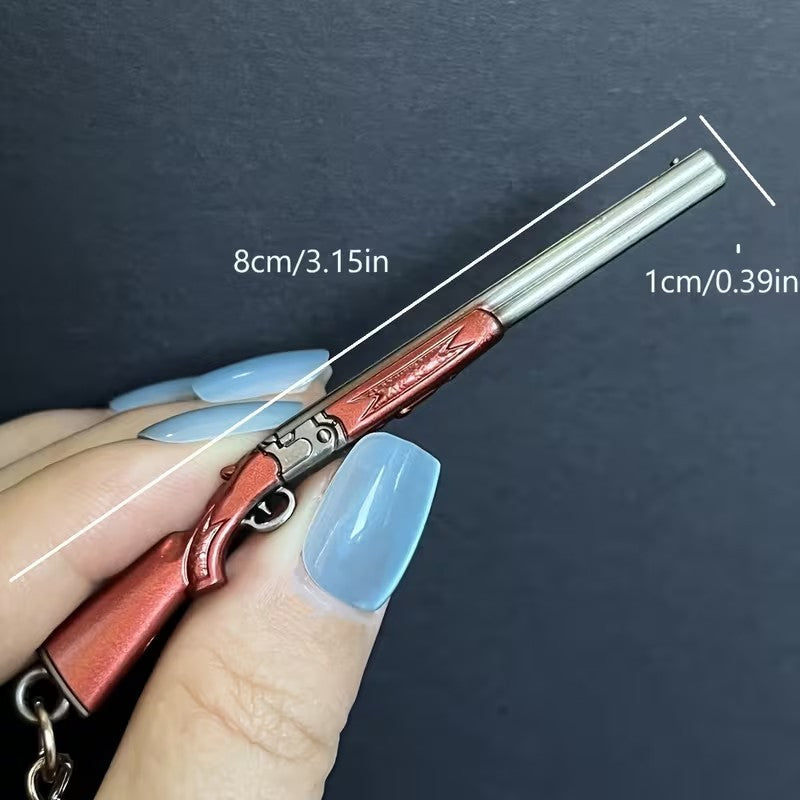 Metal Double Long Barrel Shotgun Gun Keyring Premium Keychain Gift UK