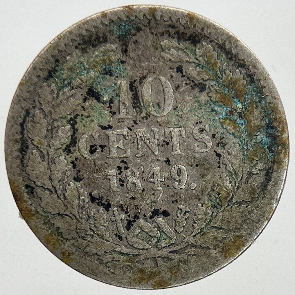 1849 Netherlands 10 Cents Silver Coin | Collectable Grade | a9004