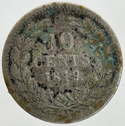 1849 Netherlands 10 Cents Silver Coin | Collectable Grade | a9004