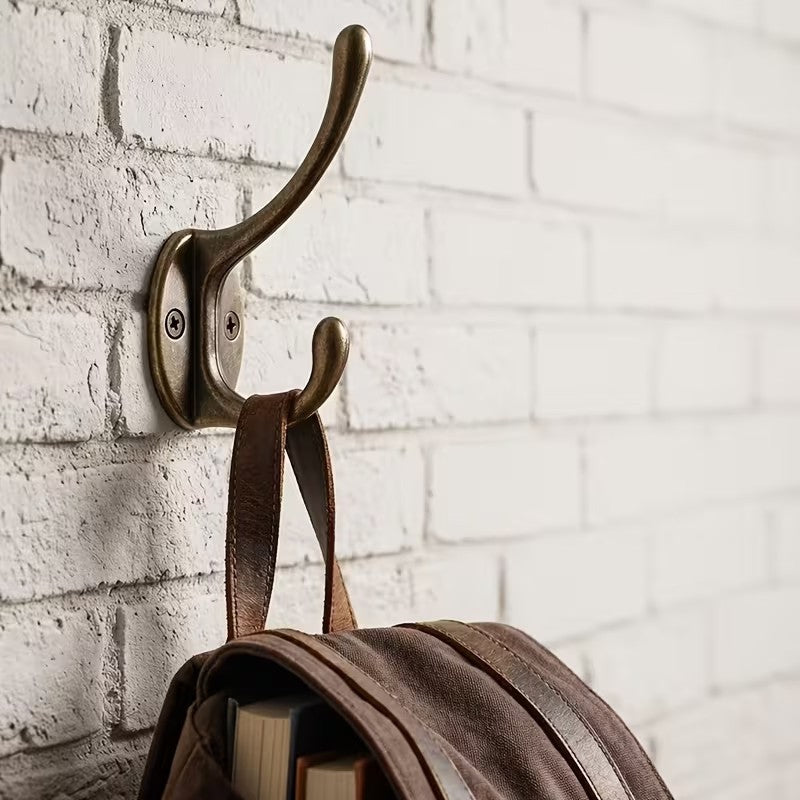 x3 Black Metal Clothing Coat Door Hook Wall Mounted Hanging Holder
