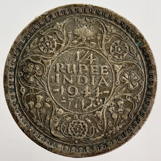 1944 India Quarter 1/4 Rupee Silver Coin | Collectable Grade | a1250