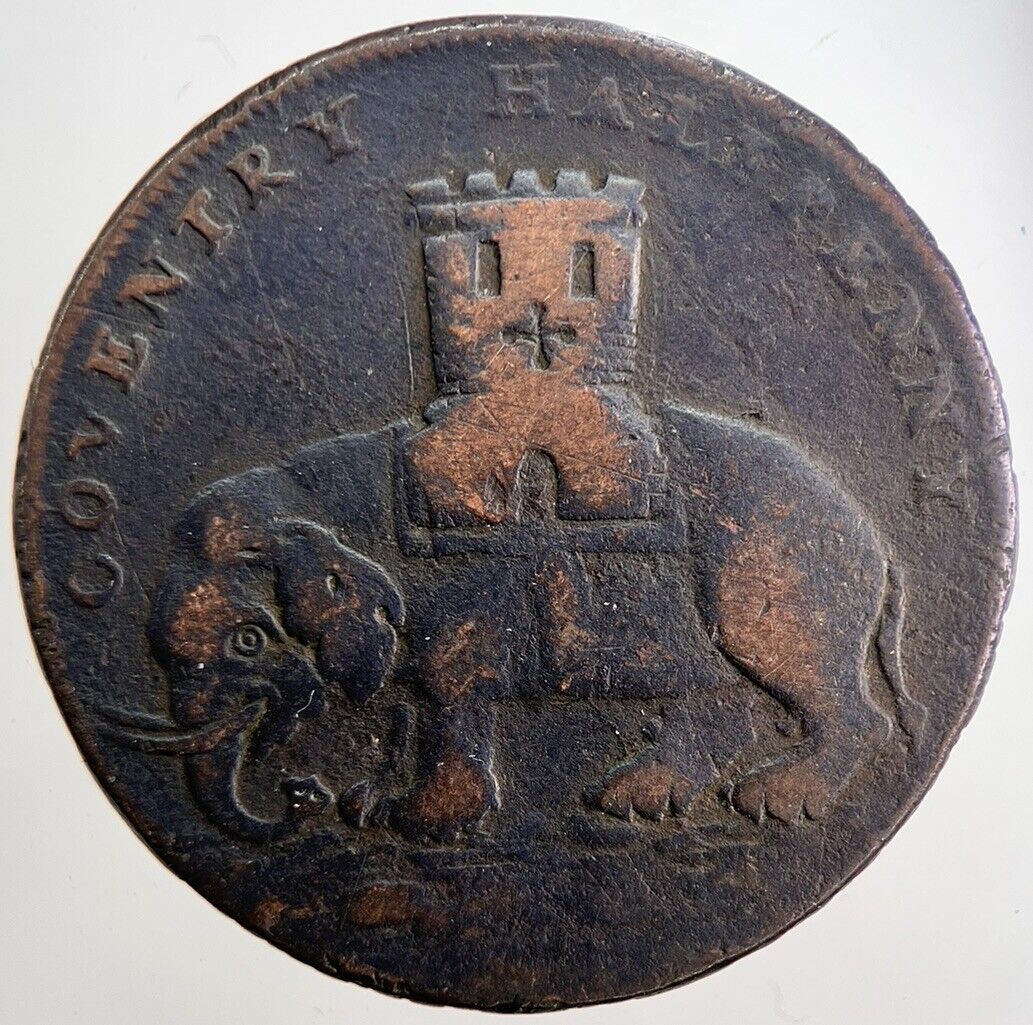 1793 Coventry Lady Godiva Elephant Half-Penny Token | Collectable Grade