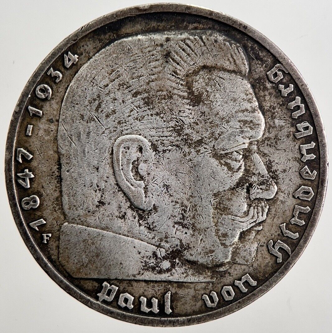 1937-F Germany Nazi 2 Mark Silver Coin | Very High Grade