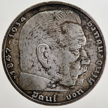 1937-F Germany Nazi 2 Mark Silver Coin | Very High Grade