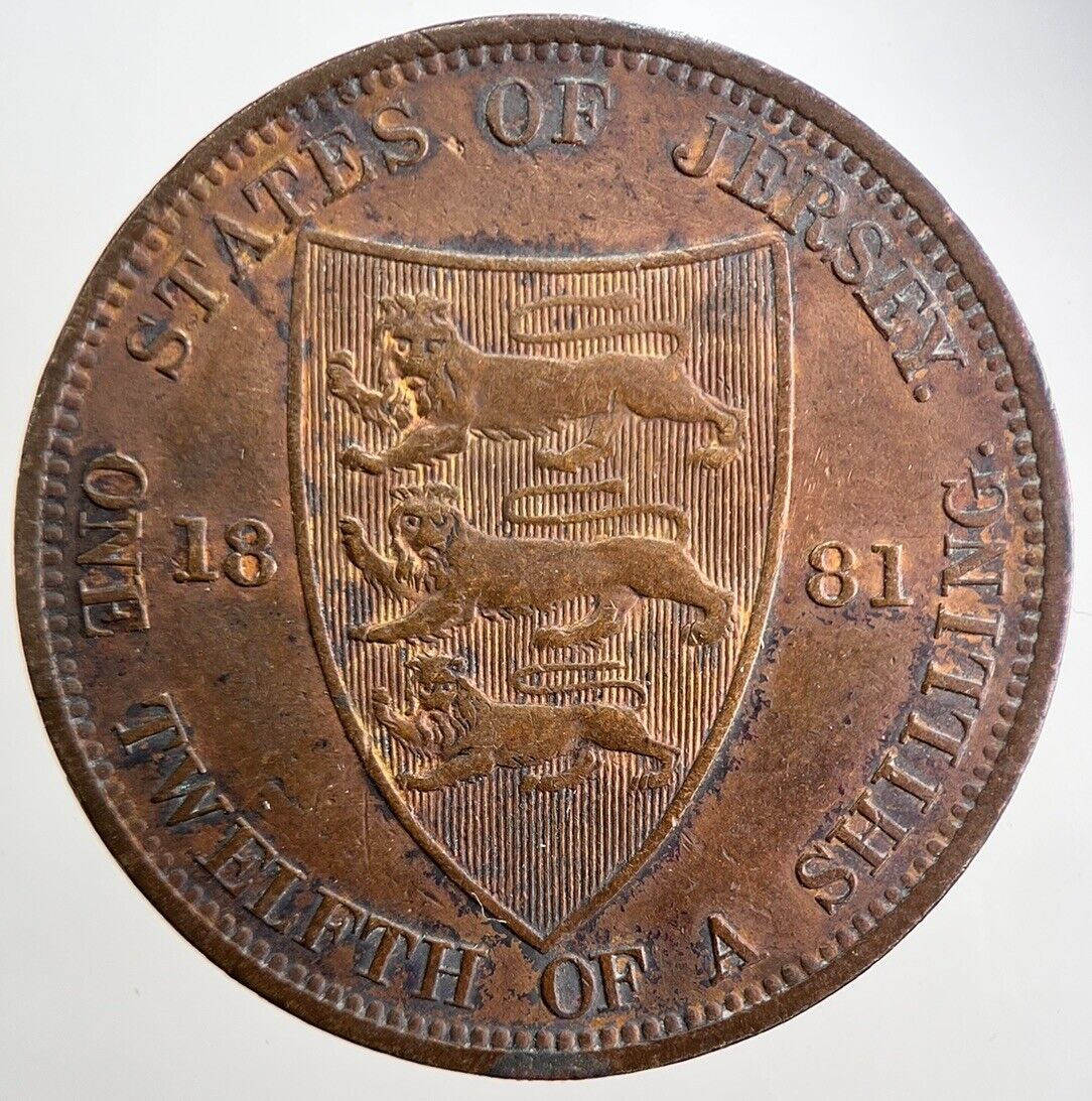 1881 Jersey 1/12th One-Twelfth-Of-A-Shilling Coin | Very High Grade