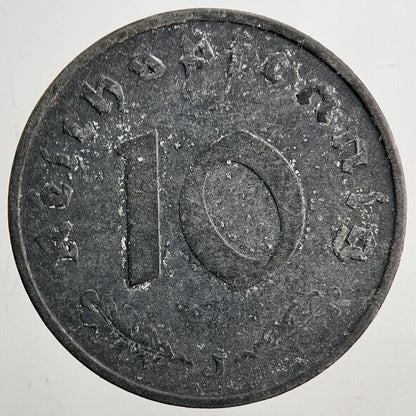 1942-J Nazi Germany 10 Pfennig Coin | Very High Grade