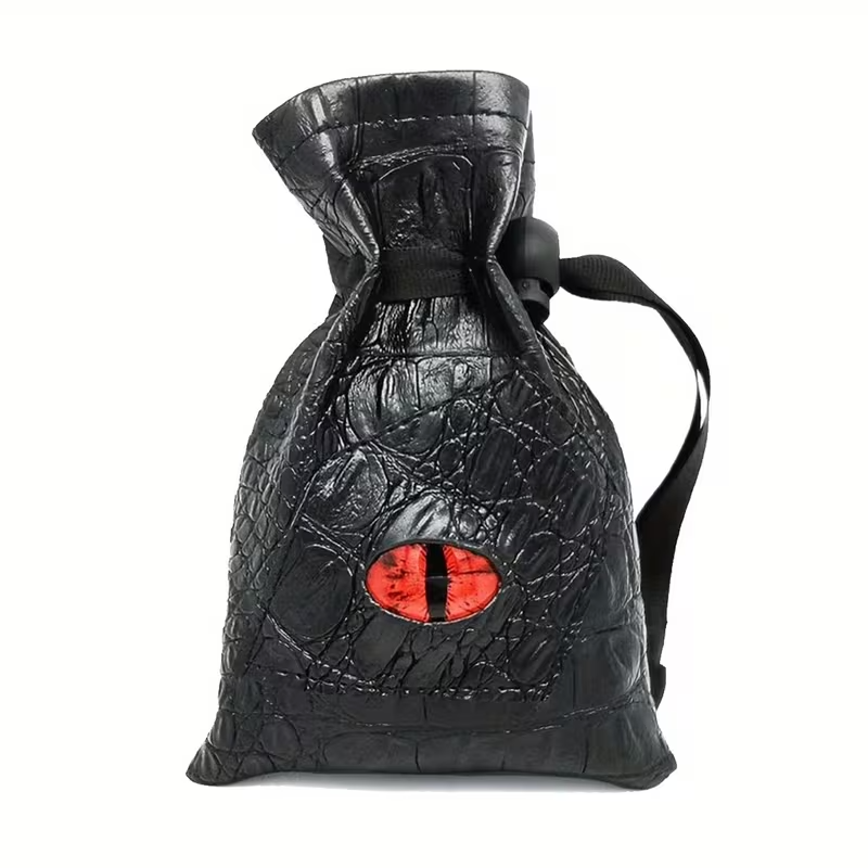 Black & Red Dragon Eye Coin or Dice Storage Pouch Sack Bag