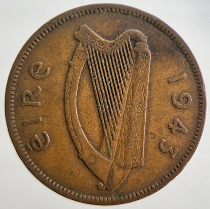 1943 Irish Half-Penny 1/2d Pig Coin | Very High Grade