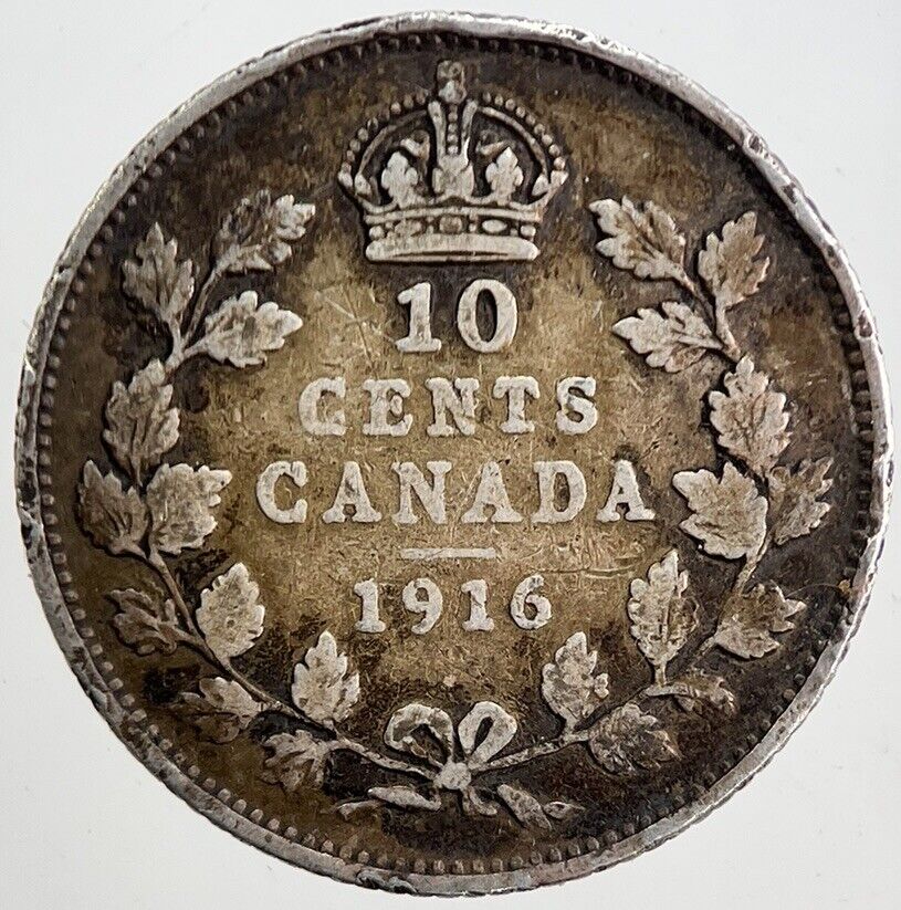 1916 Canada 10 Cents Silver Coin | Fine Collectable Grade