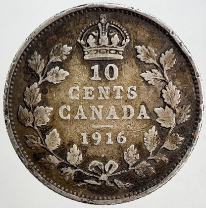 1916 Canada 10 Cents Silver Coin | Fine Collectable Grade