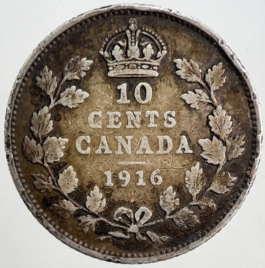 1916 Canada 10 Cents Silver Coin | Fine Collectable Grade