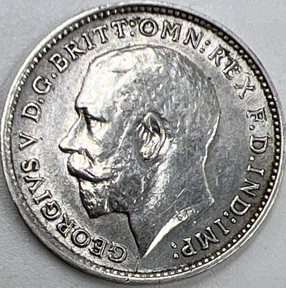 1913 Threepence | British Silver Coin | King George V | Very High Grade a314