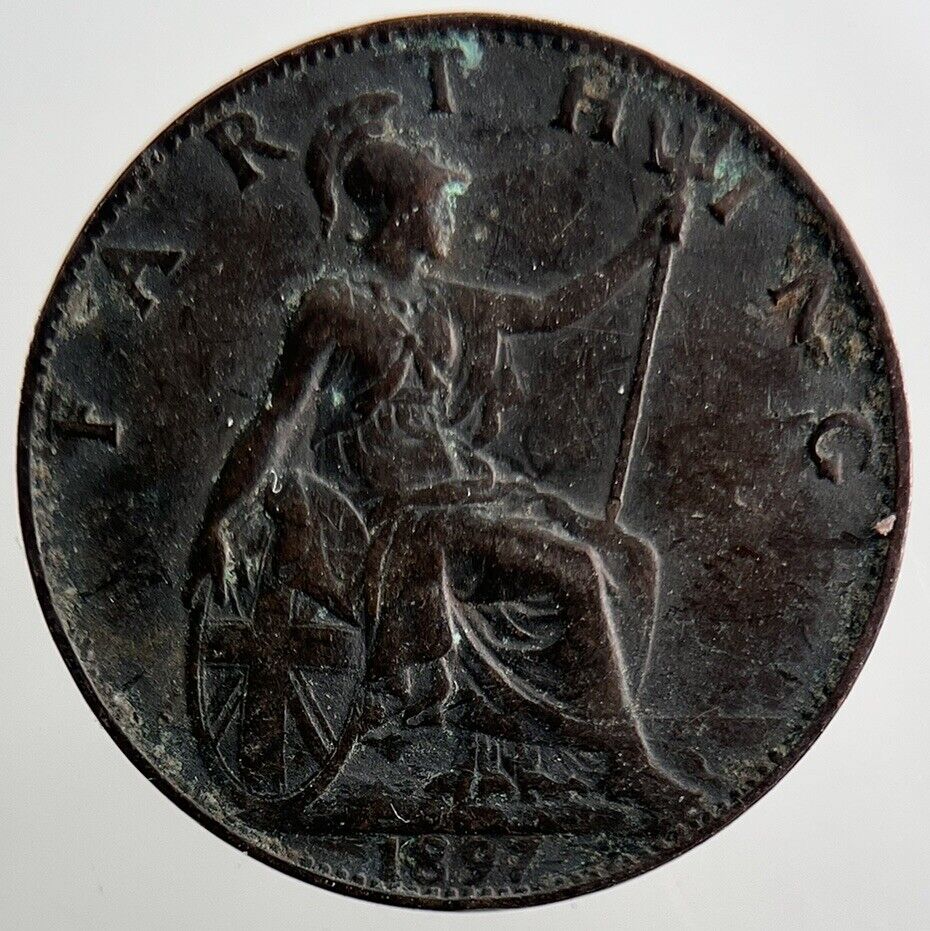 1897 Victoria British Farthing Coin | Fine Collectable Grade | a3271