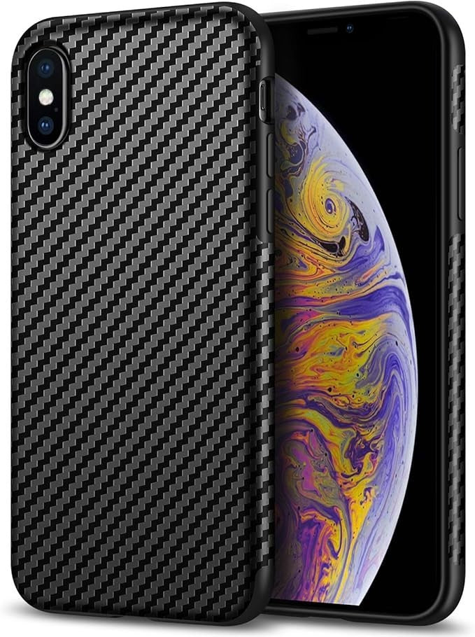 iPhone XS Max TPU Carbon Fiber Effect Slim Case Protector Premium UK Stock