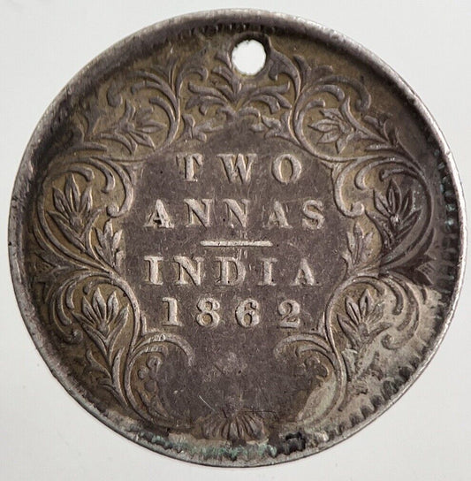 1862 India 2 Two Annas Silver Coin | Very High Grade | a5731