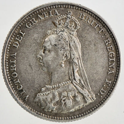 1887 Victoria Shilling Silver Coin | Very High Grade | a6810