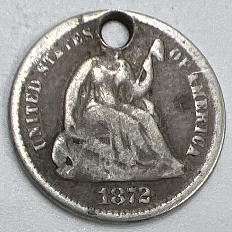 1872 US USA Liberty Seated Half Dime | Silver Coin | Fair Grade
