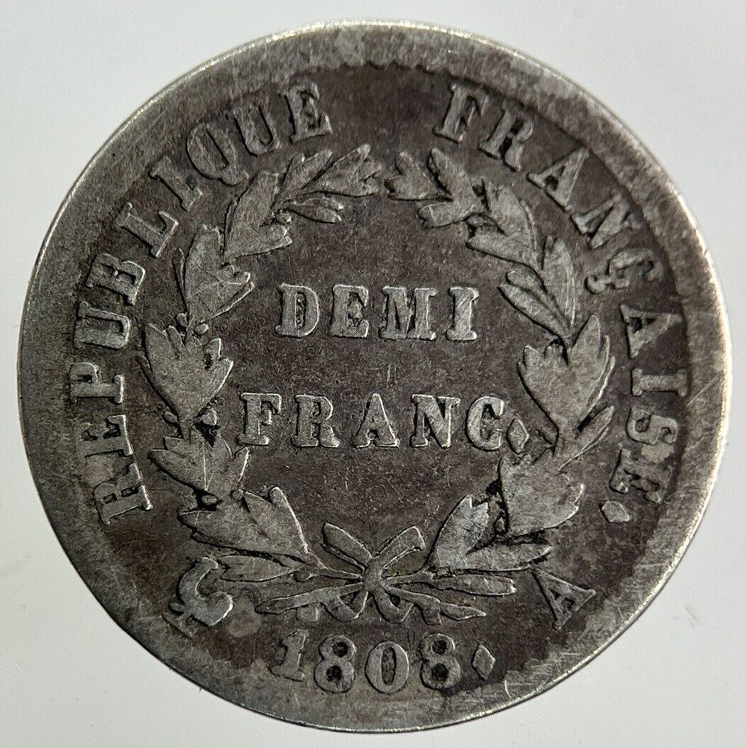 1808 France Napoleon Demi 1/2 Half Franc Silver Coin | Fine Collectable Grade