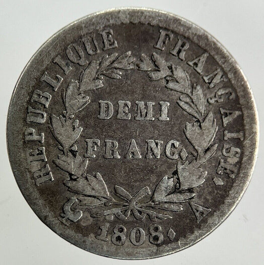 1808 France Napoleon Demi 1/2 Half Franc Silver Coin | Fine Collectable Grade