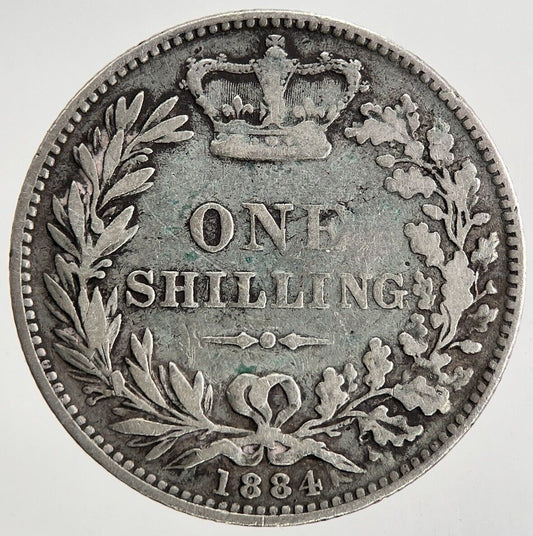 1884 Victoria Shilling Silver Coin | Fine Collectable Grade | a9077