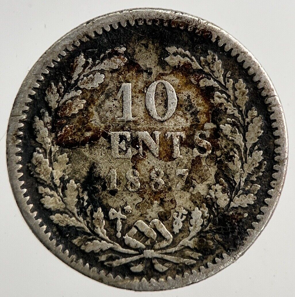 1887 Netherlands 10 Cents Silver Coin | Collectable Grade | a9253