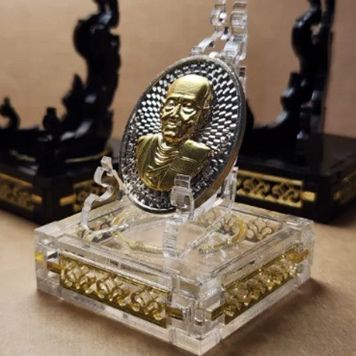 Clear & Coloured Gold 1oz Silver Gold Coin / Amulet / Medal Display Stand