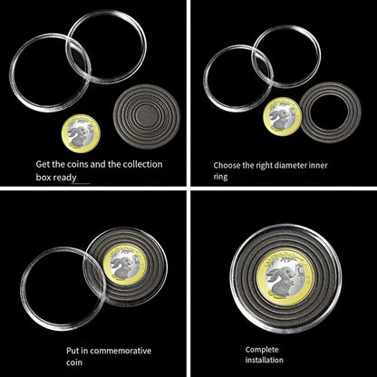 10 x Coin Storage Protective Clear 30mm Capsule + Black Adjustable Foam Insert