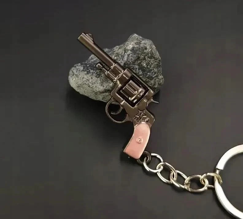 Mini Cowboy Revolver Pistol Gun Shaped Keyring Premium Keychain Gift UK