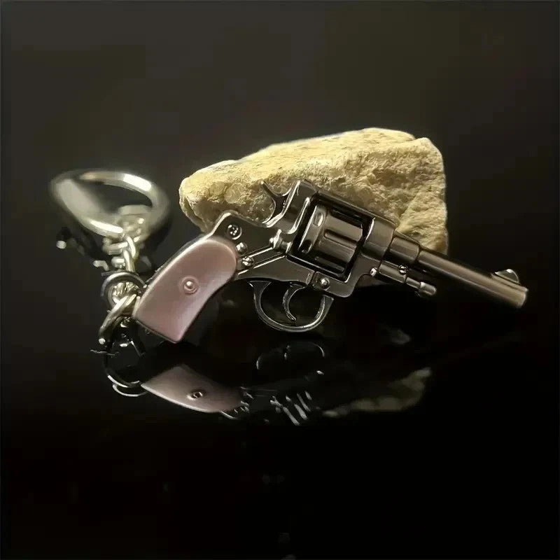 Mini Cowboy Revolver Pistol Gun Shaped Keyring Premium Keychain Gift UK