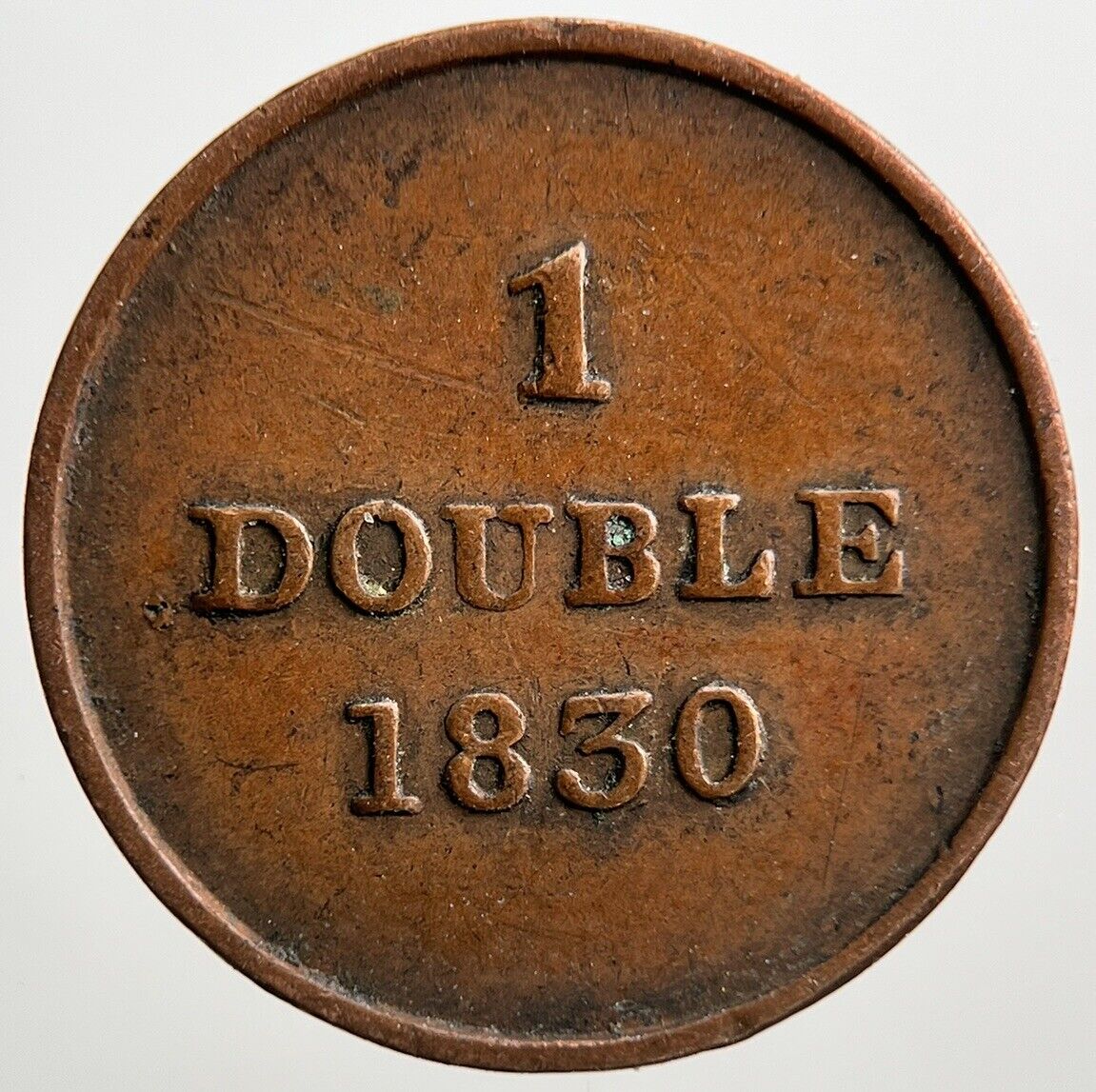 1830 Guernsey 1 One Double Coin | Fine Collectable Grade | a2076