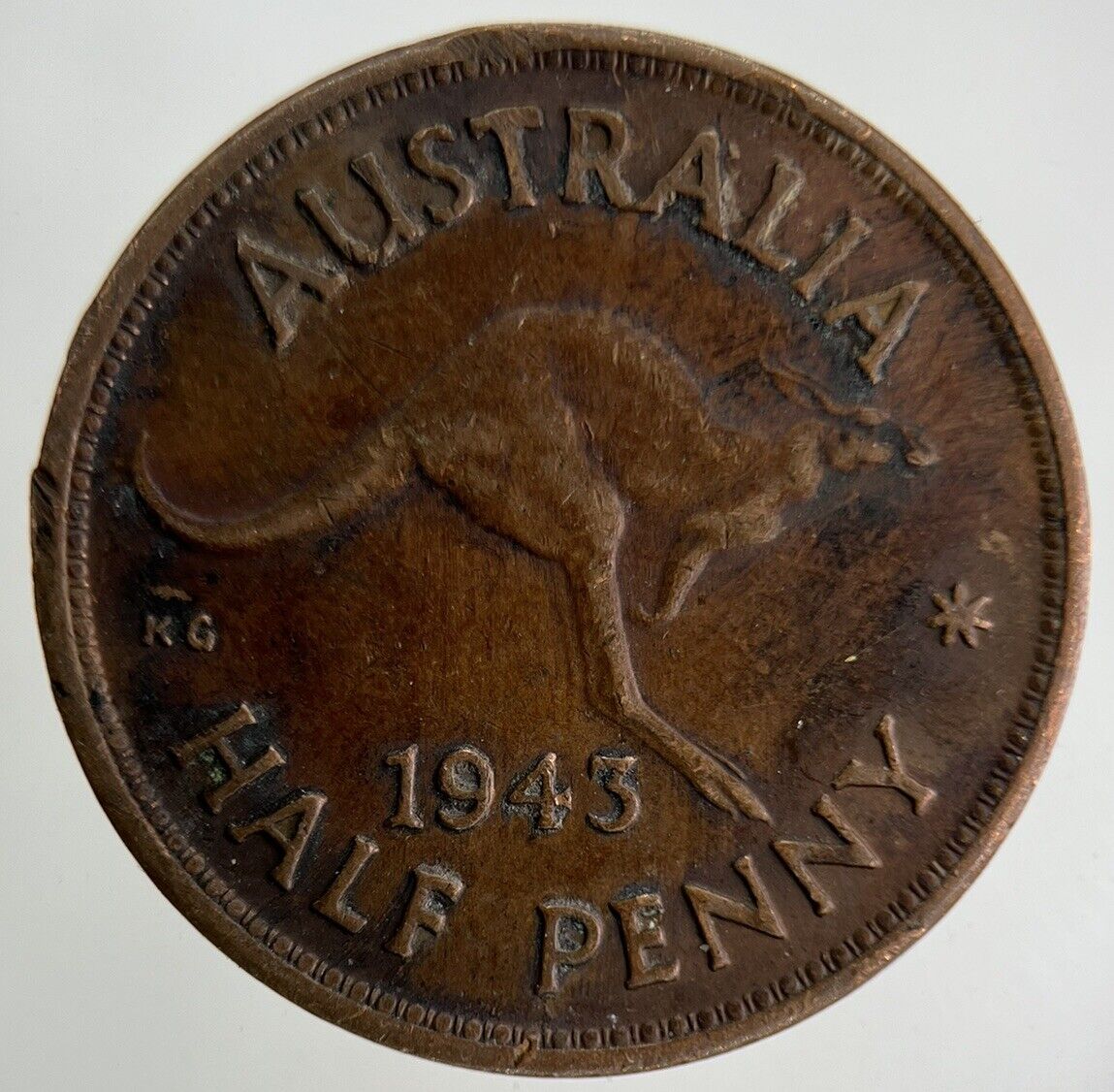 1943 Australia Half-Penny Coin | Fine Collectable Grade