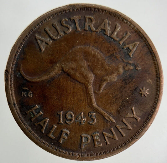 1943 Australia Half-Penny Coin | Fine Collectable Grade