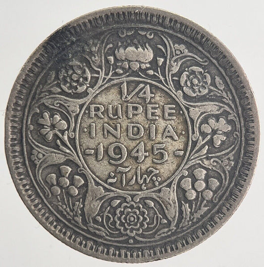 1945 India Quarter Rupee Silver Coin | Fine Collectable Grade | a6353