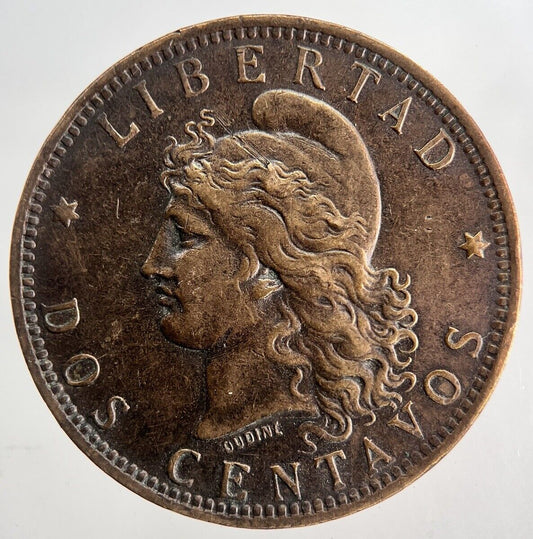1891 Argentina Dos 2 Centavos Cents Coin | Fine Collectable Grade | a9163