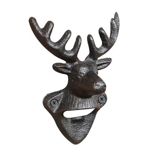 Cast Iron Heavy Duty Metal Deer Head Wall Mounted Drink Bottle Opener